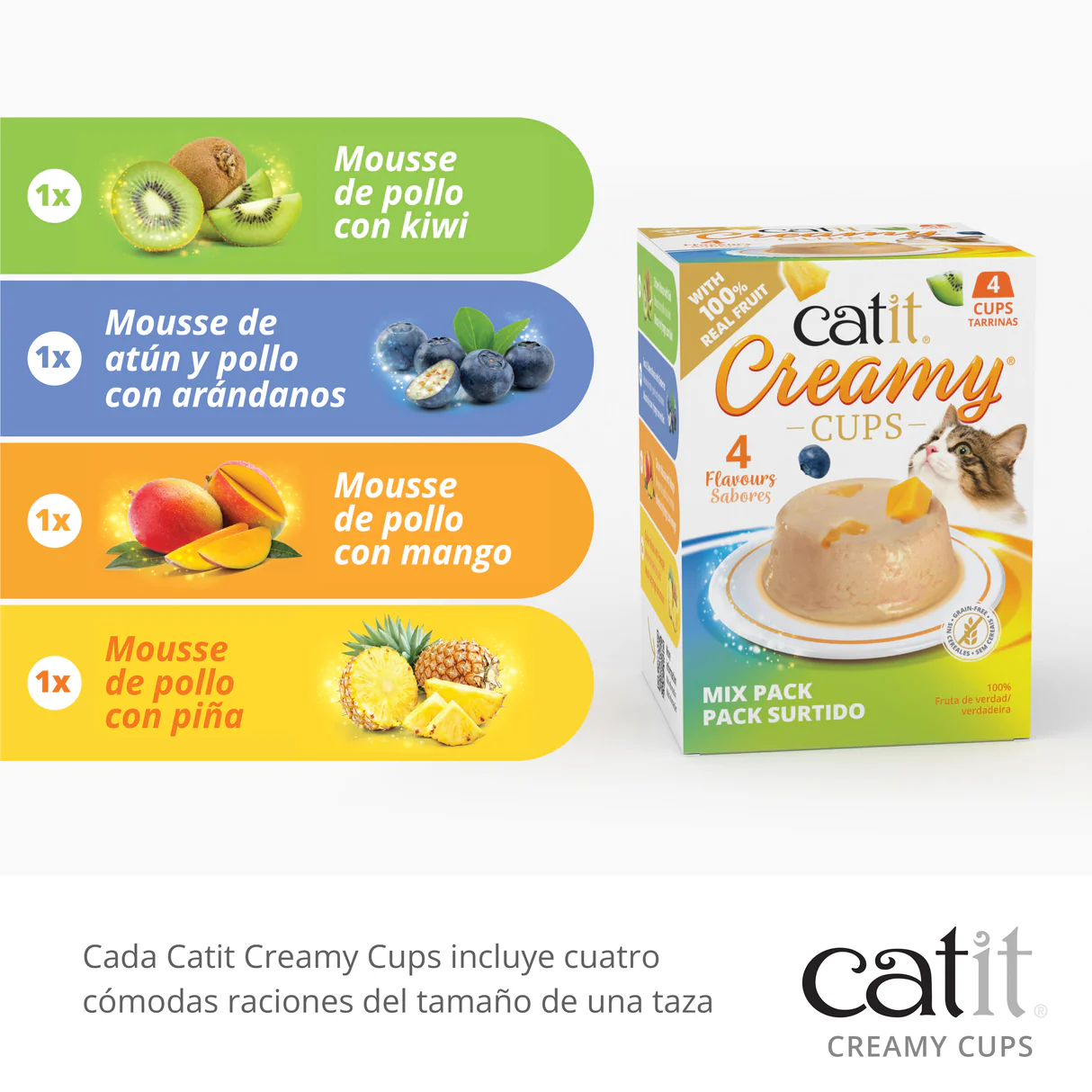 Snack para gatos en mousse con fruta Catit Creamy Cups (12 cajas de 4 unidades) - Imagen 13