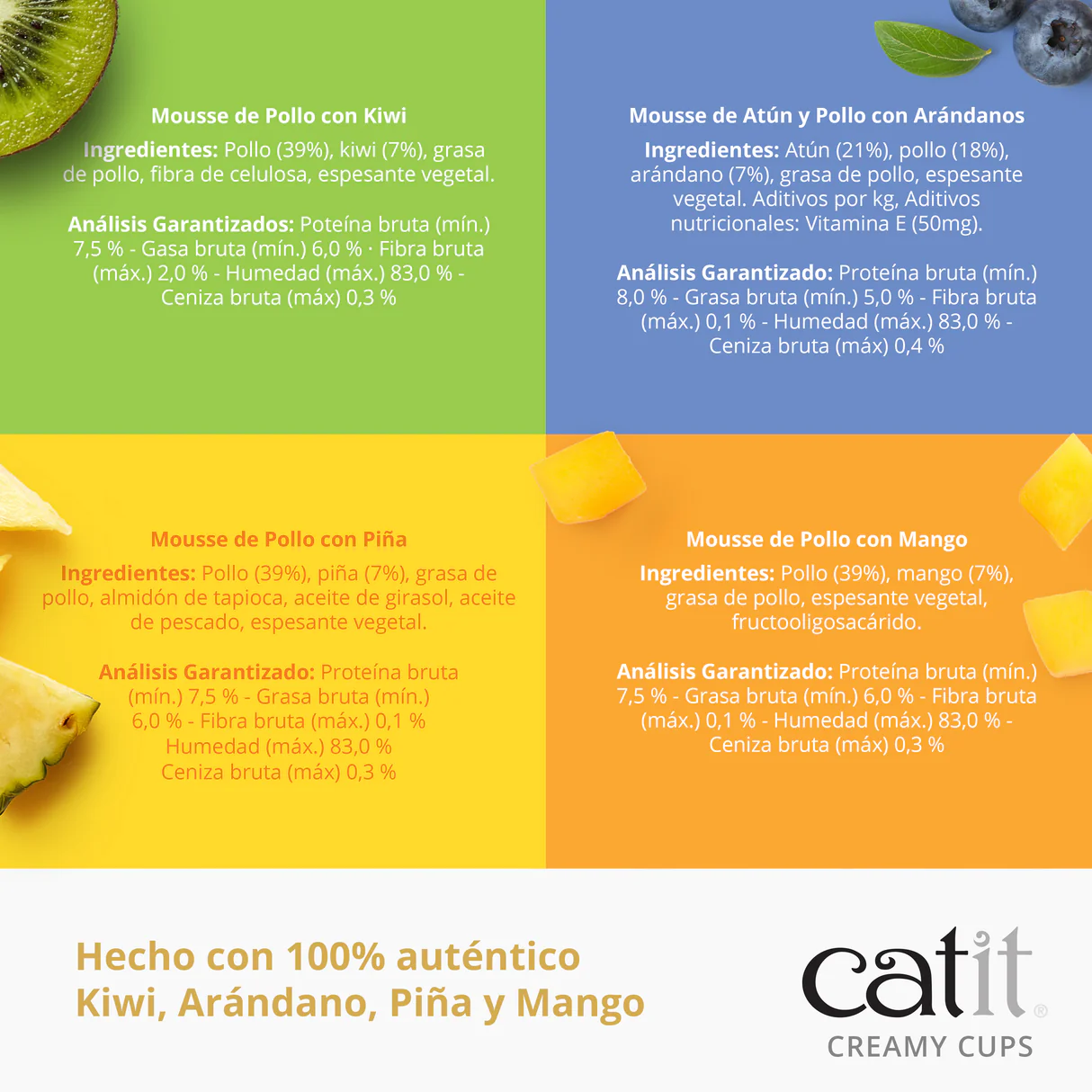 Snack para gatos en mousse con fruta Catit Creamy Cups (12 cajas de 4 unidades) - Imagen 11