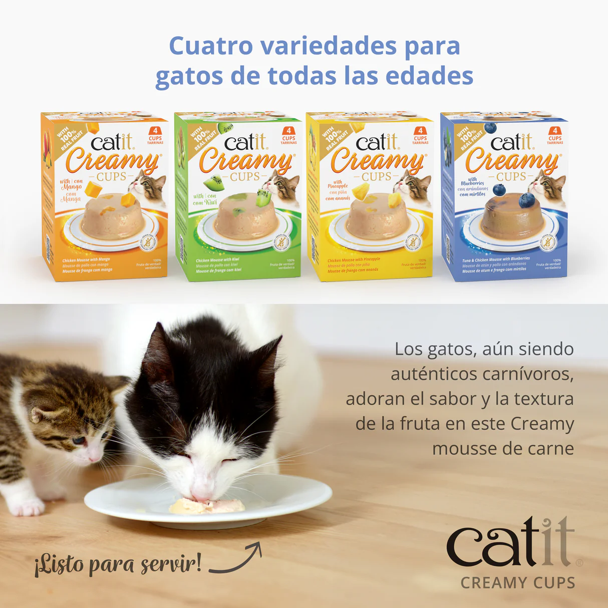 Snack para gatos en mousse con fruta Catit Creamy Cups (12 cajas de 4 unidades) - Imagen 12