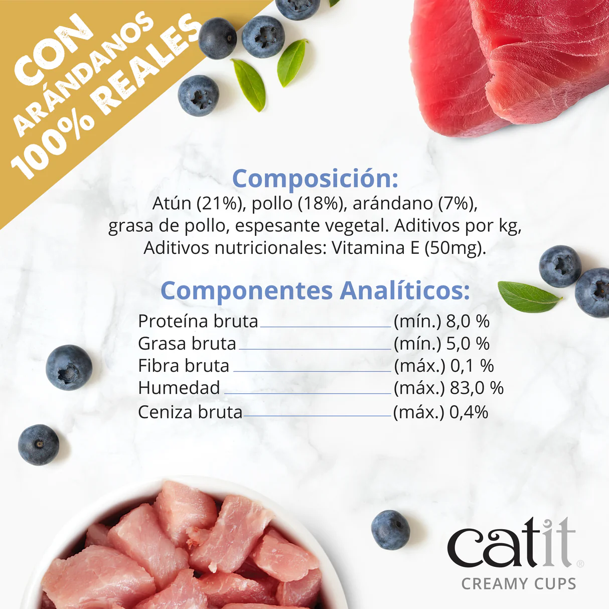 Snack para gatos en mousse con fruta Catit Creamy Cups (12 cajas de 4 unidades) - Imagen 4