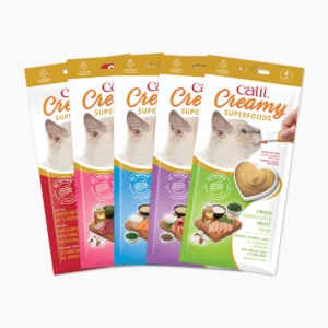 Snack cremoso para gatos Catit Creamy con Superalimentos (packs de 12 y 8 cajas)