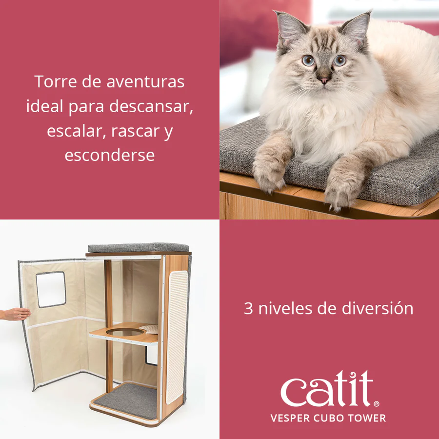Árbol Rascador para Gatos Catit Vesper Cubo Tower - Piedra - Imagen 2