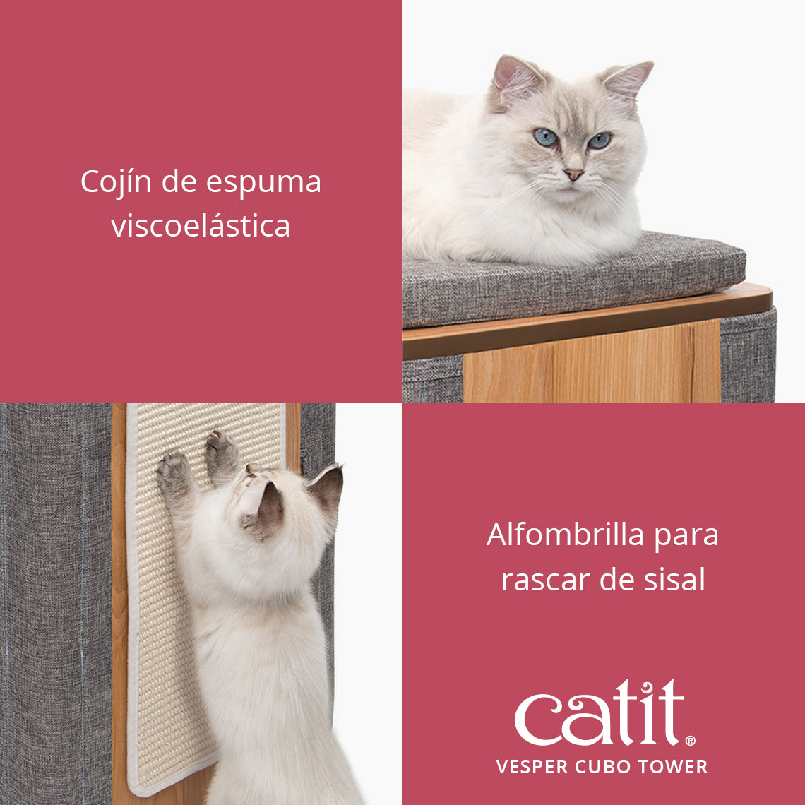 Árbol Rascador para Gatos Catit Vesper Cubo Tower - Piedra - Imagen 4