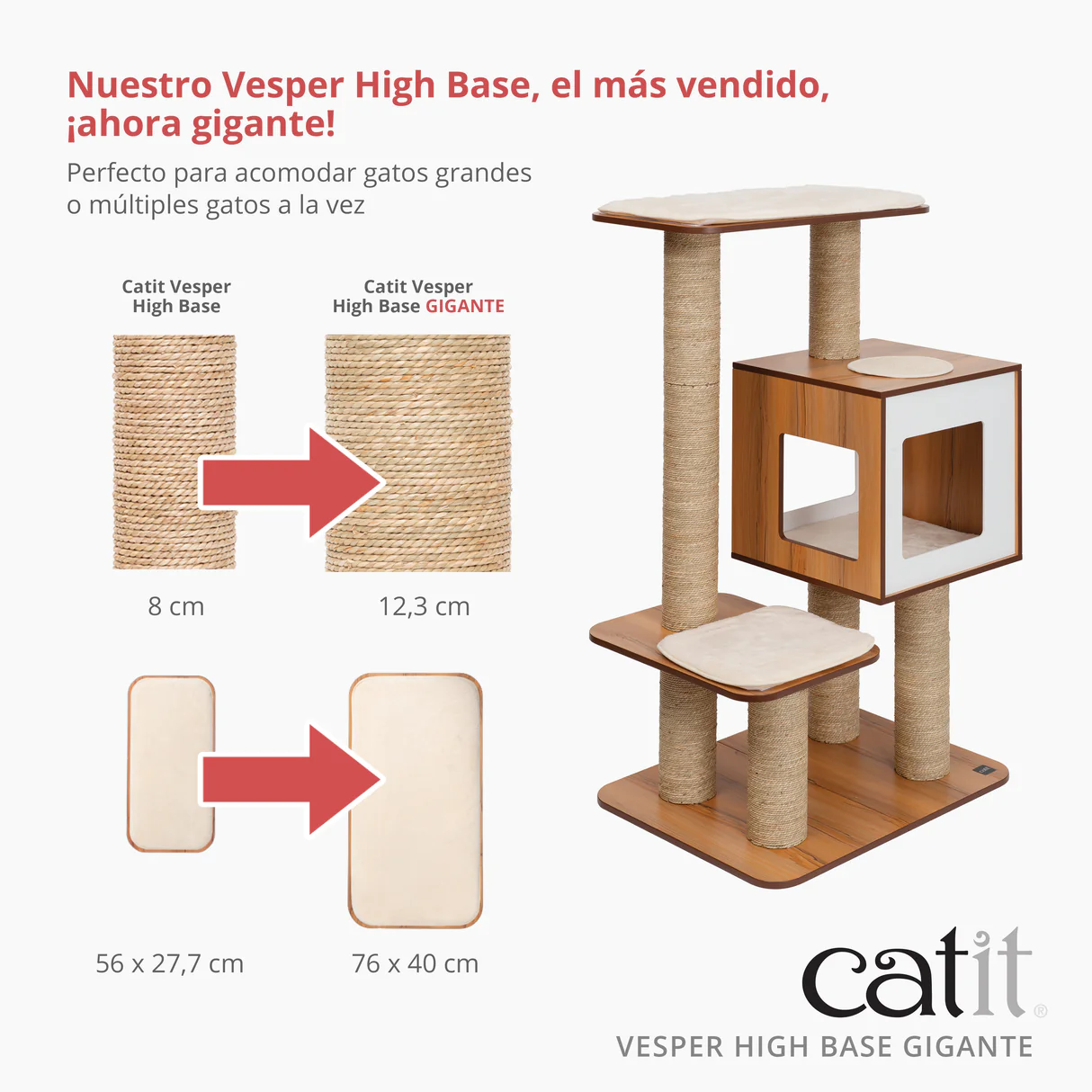 Árbol rascador para gatos de razas grandes Catit Vesper High Base Gigante - Imagen 2