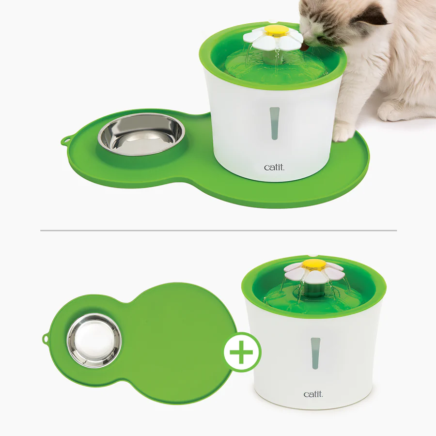 Fuente para gatos y mantel con plato para gatos Catit Flower Fountain Combo - Imagen 2