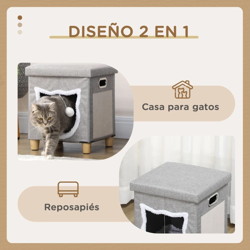 Cueva para Gato con Reposapiés y Rascador 2 en 1 - Imagen 3