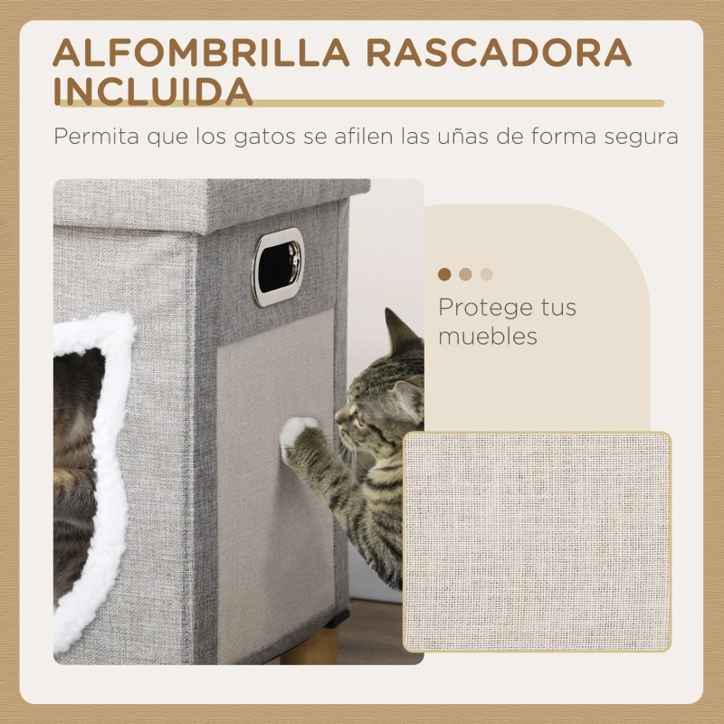 Cueva para Gato con Reposapiés y Rascador 2 en 1 - Imagen 4
