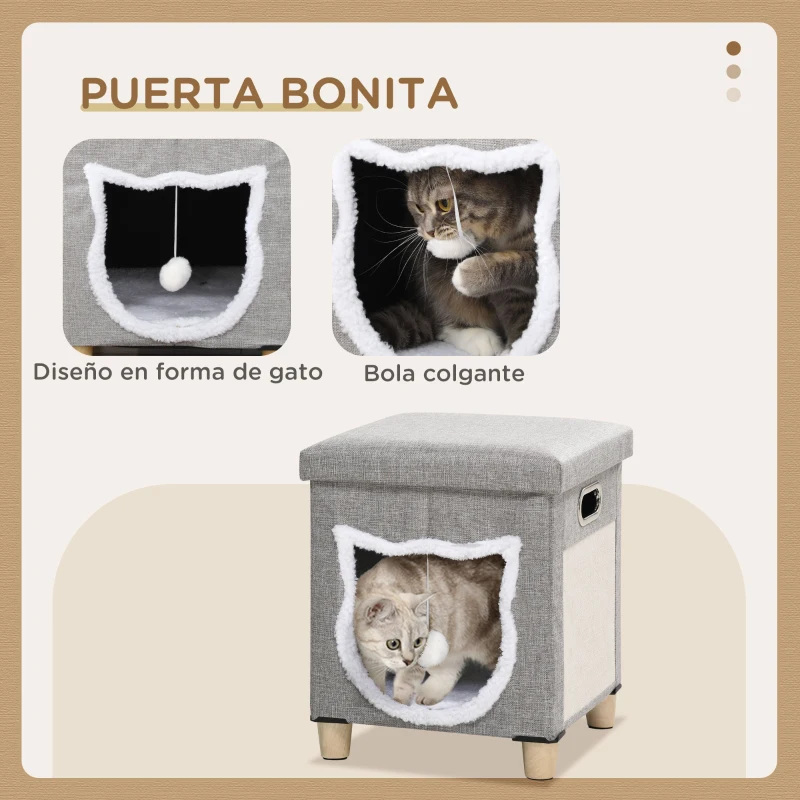 Cueva para Gato con Reposapiés y Rascador 2 en 1 - Imagen 6
