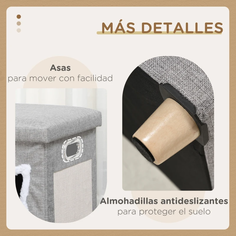 Cueva para Gato con Reposapiés y Rascador 2 en 1 - Imagen 7
