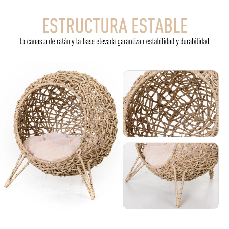 Cueva de Ratán para Gatos con Cojín - Imagen 5