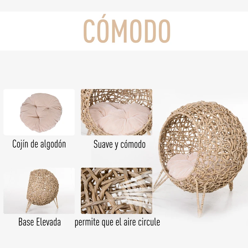 Cueva de Ratán para Gatos con Cojín - Imagen 6