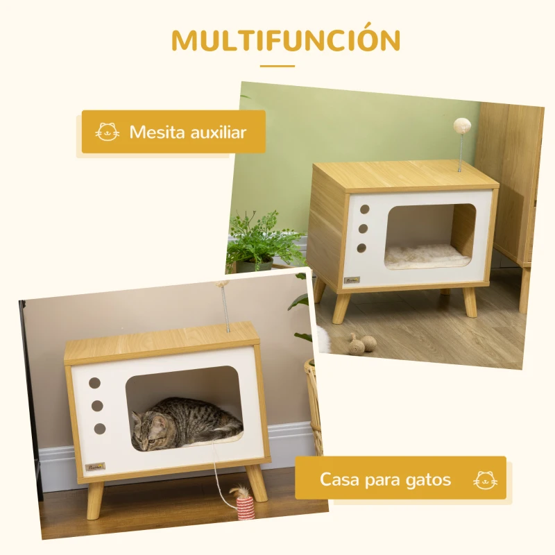 Casa Cueva para Gato Estilo Televisor con Cojín Lavable - Imagen 3
