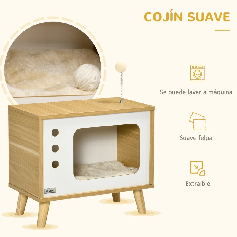 Casa Cueva para Gato Estilo Televisor con Cojín Lavable - Imagen 4
