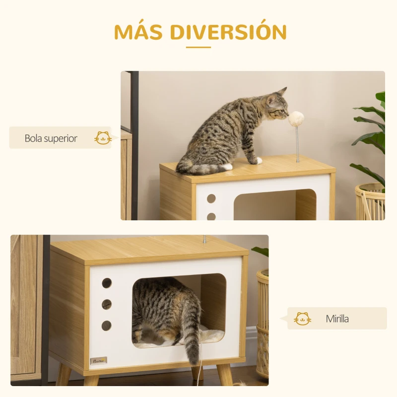 Casa Cueva para Gato Estilo Televisor con Cojín Lavable - Imagen 5