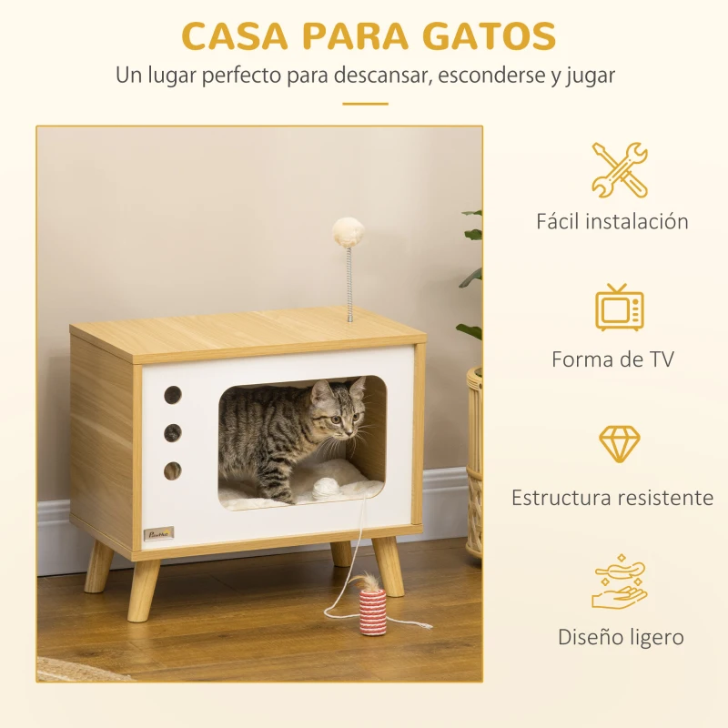 Casa Cueva para Gato Estilo Televisor con Cojín Lavable - Imagen 6