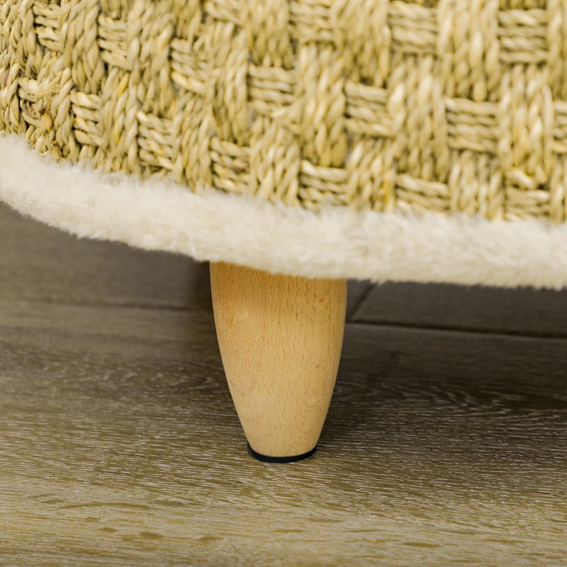 Cama Redonda Elevada para Gato con Patas de Madera y Cojín Acolchado - Imagen 5