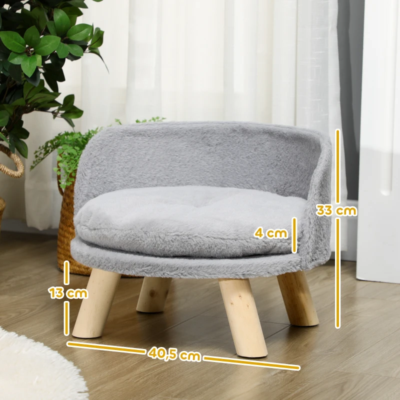 Cama elevada para gato con cojín mullido y patas de madera - Imagen 3