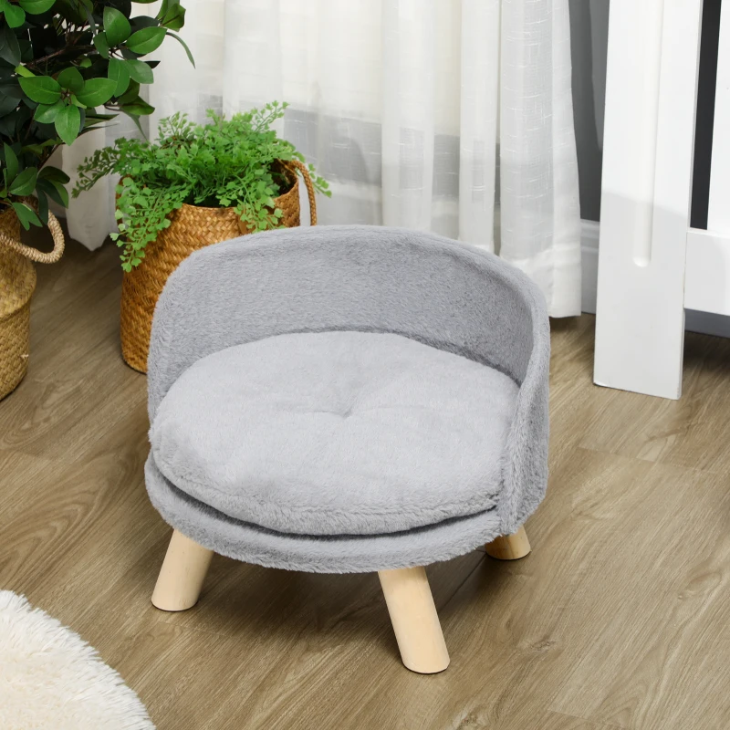 Cama elevada para gato con cojín mullido y patas de madera - Imagen 6