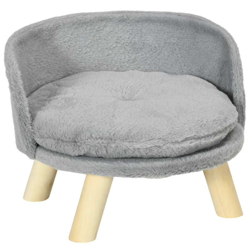 Cama elevada para gato con cojín mullido y patas de madera