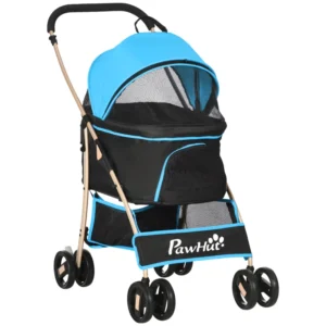 Carrito para Gatos Plegable 3 en 1 con Capota y Cesta