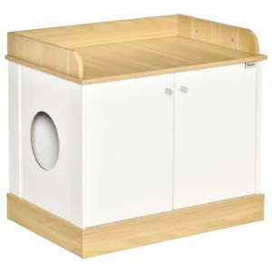 Mueble arenero para gatos con encimera elevada y doble puerta