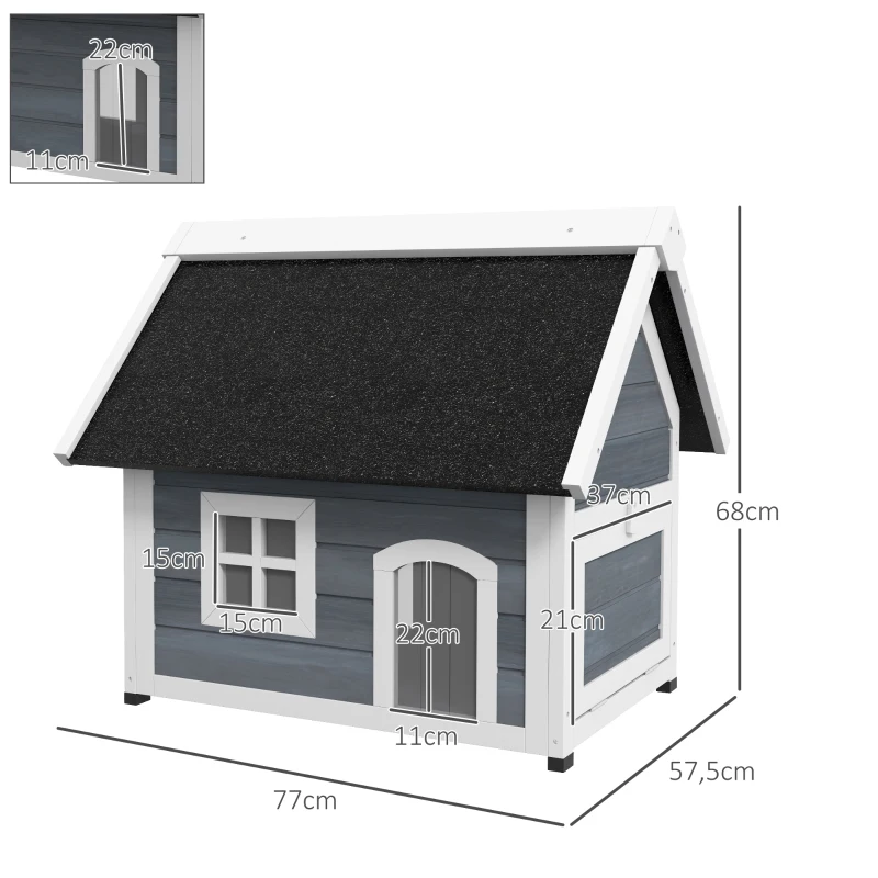 Casa para Gatos Exterior de Madera con Techo Asfáltico - Imagen 2