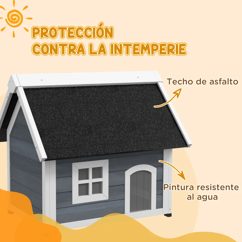 Casa para Gatos Exterior de Madera con Techo Asfáltico - Imagen 5