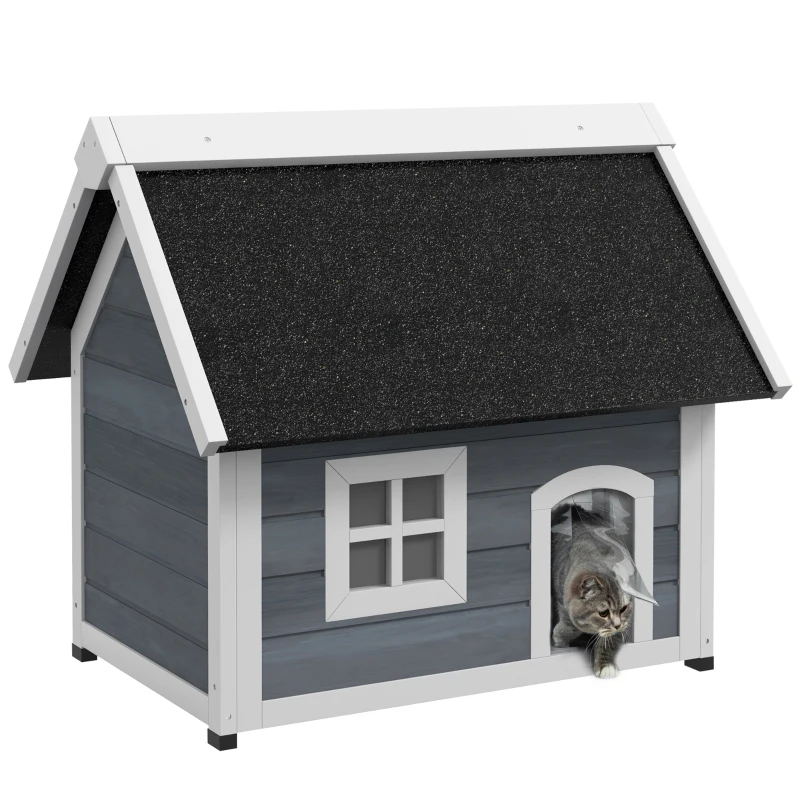 Casa para Gatos Exterior de Madera con Techo Asfáltico - Imagen 9