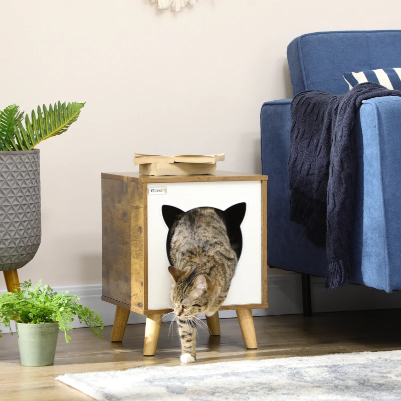 Cueva para Gatos Interior de Madera con Cojín y Patas Elevadas - Imagen 2