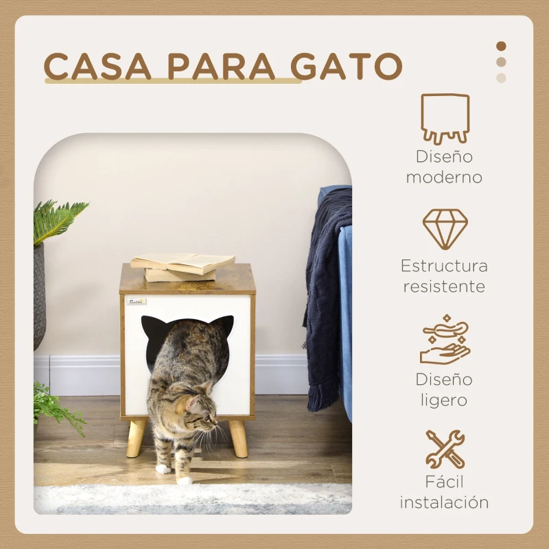 Cueva para Gatos Interior de Madera con Cojín y Patas Elevadas - Imagen 4