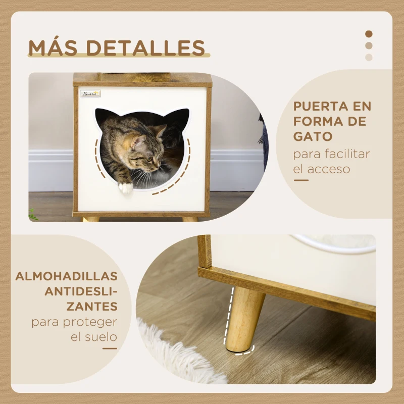Cueva para Gatos Interior de Madera con Cojín y Patas Elevadas - Imagen 6