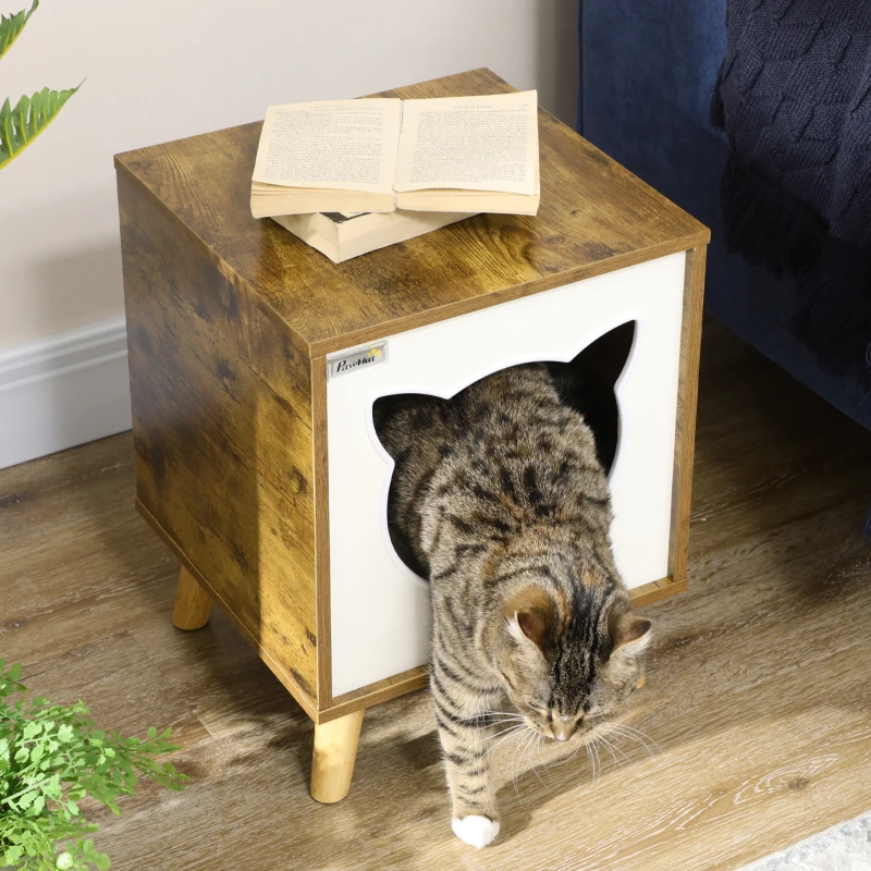 Cueva para Gatos Interior de Madera con Cojín y Patas Elevadas - Imagen 7