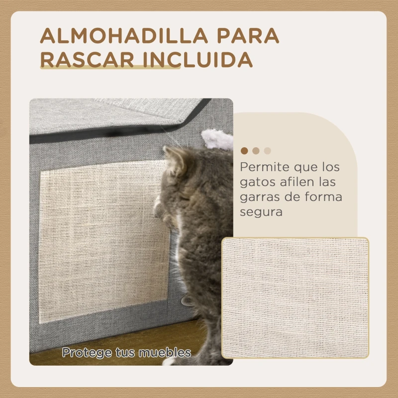 Casa para Gatos Interior con Rascador y Bola Colgante - Imagen 3