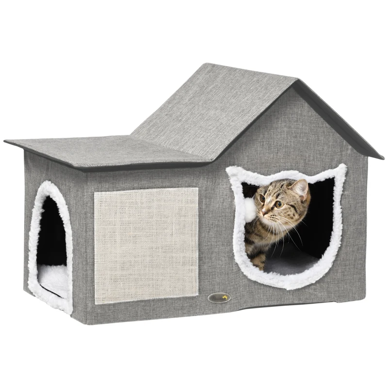 Casa para Gatos Interior con Rascador y Bola Colgante - Imagen 9