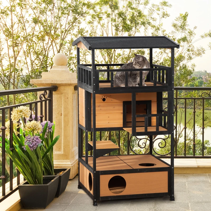Caseta para Gatos de Madera con Balcones – Interior y Exterior - Imagen 11