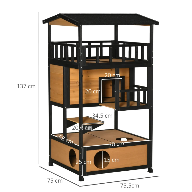Caseta para Gatos de Madera con Balcones – Interior y Exterior - Imagen 12