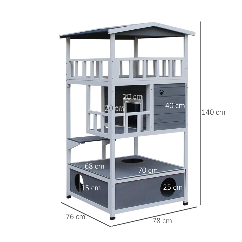 Caseta para Gatos de Madera con Balcones – Interior y Exterior - Imagen 2