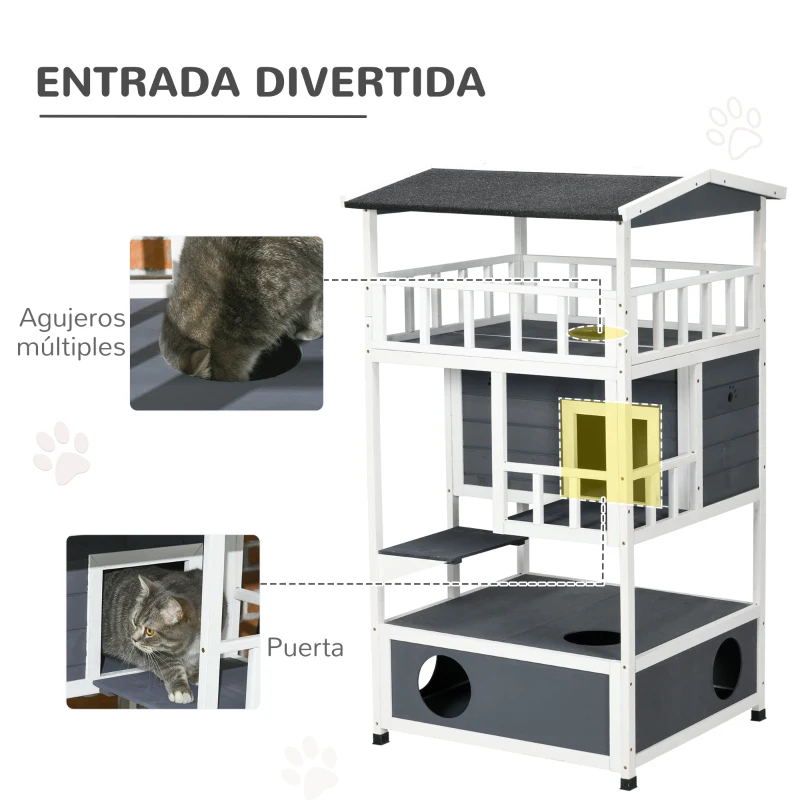 Caseta para Gatos de Madera con Balcones – Interior y Exterior - Imagen 4