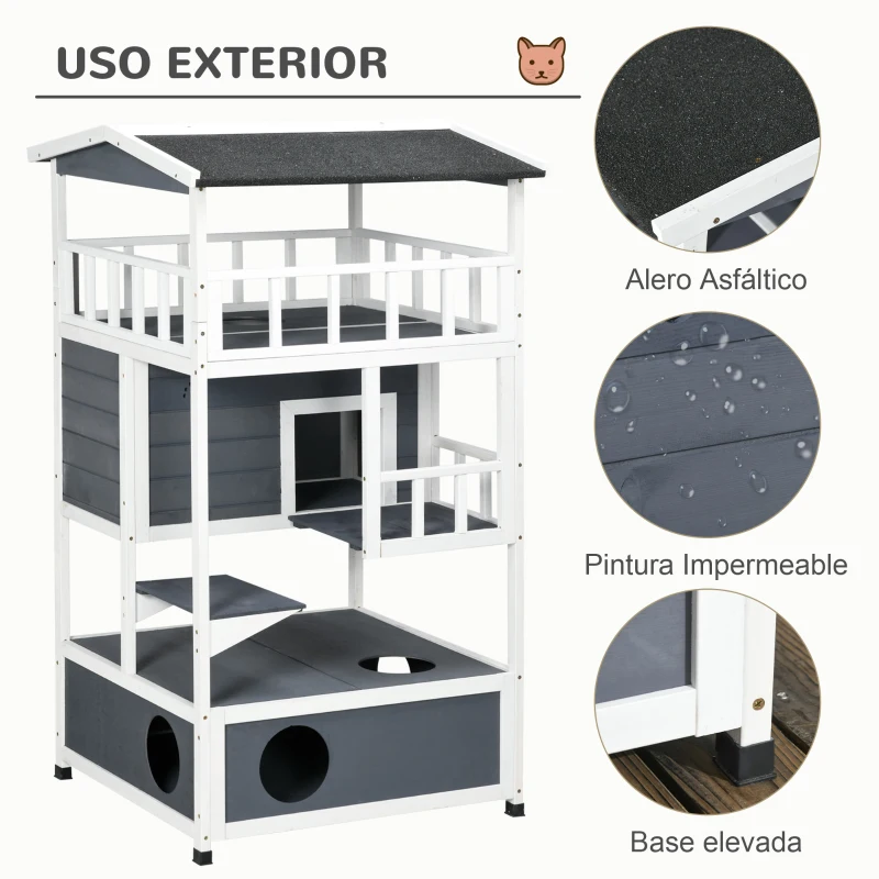 Caseta para Gatos de Madera con Balcones – Interior y Exterior - Imagen 5