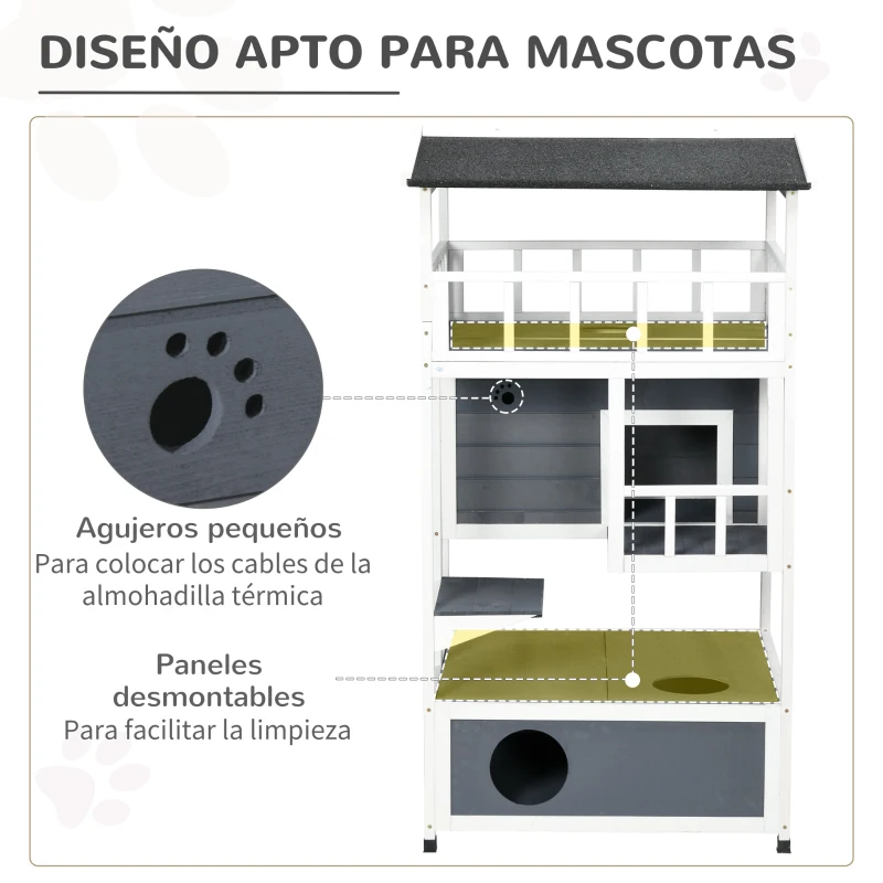 Caseta para Gatos de Madera con Balcones – Interior y Exterior - Imagen 6