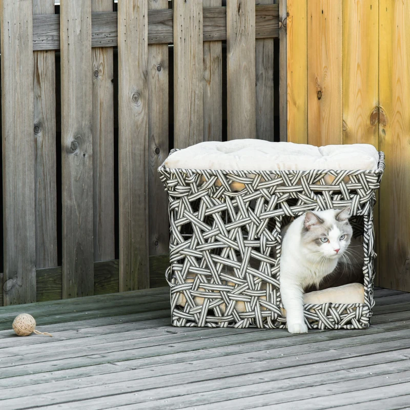Cueva de Ratán para Gatos de 2 Pisos con Cojines - Imagen 2