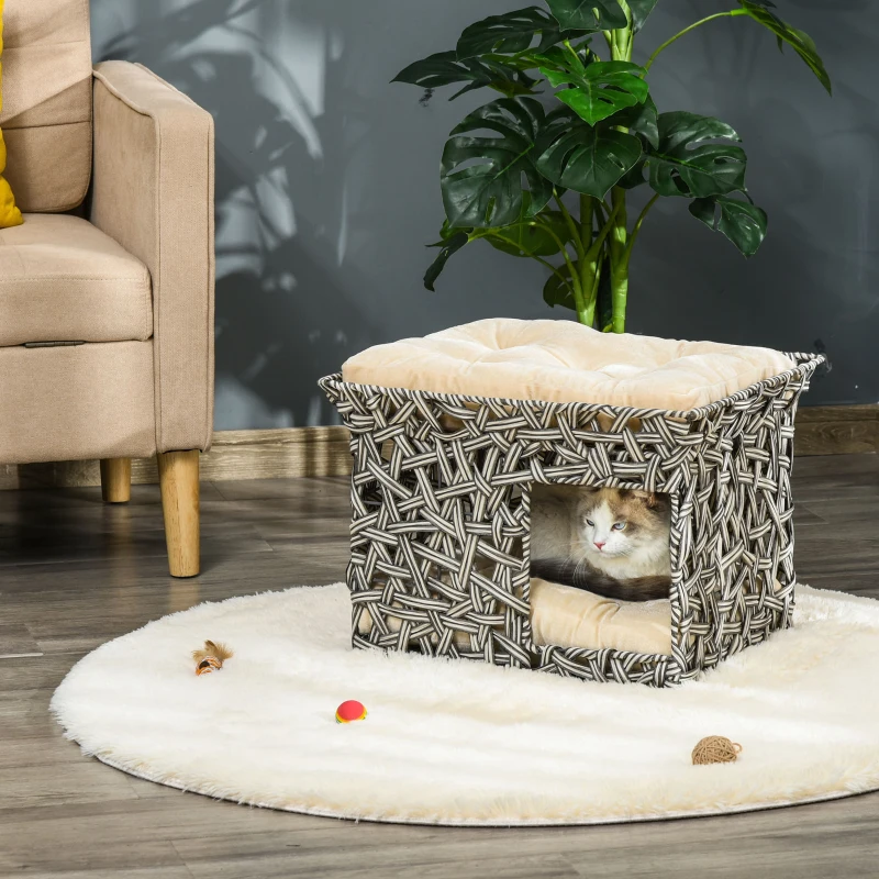Cueva de Ratán para Gatos de 2 Pisos con Cojines - Imagen 4
