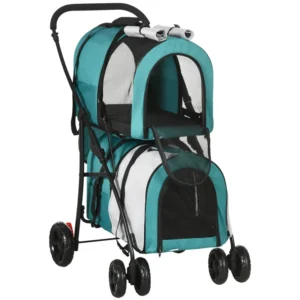 Cochecito para Gatos Plegable con 2 Transportines Desmontables