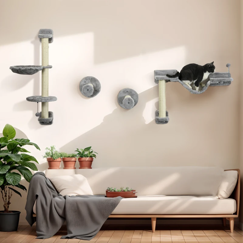 Escalada Pared para Gatos con Hamaca – Set 4 Piezas - Imagen 2