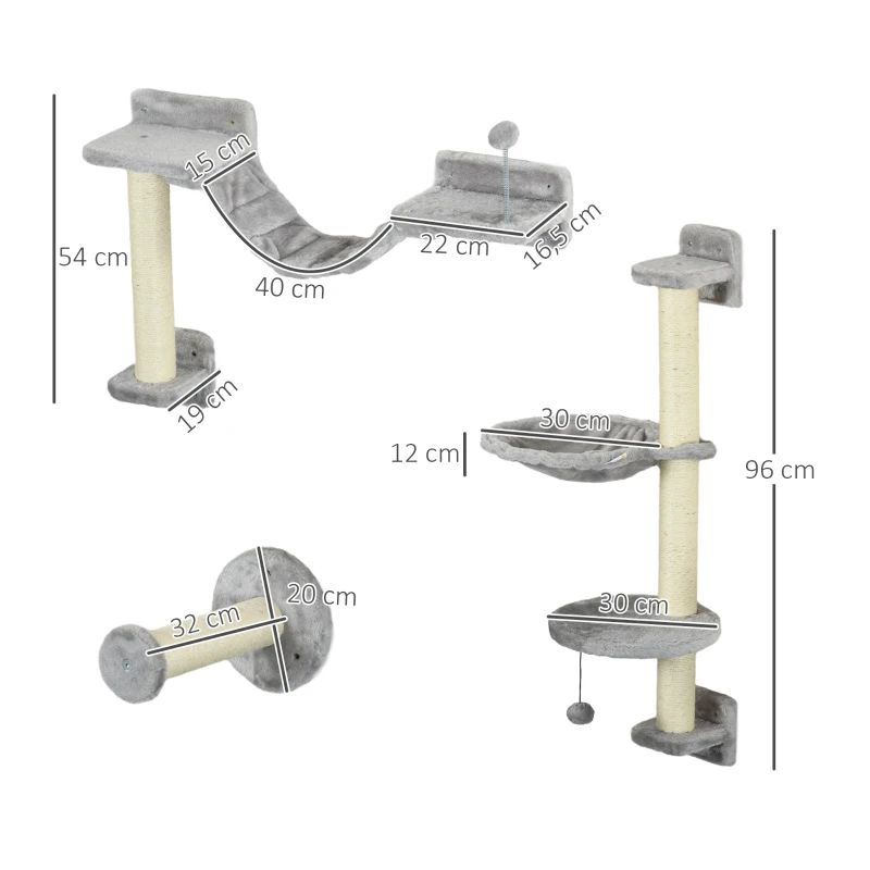 Escalada Pared para Gatos con Hamaca – Set 4 Piezas - Imagen 3