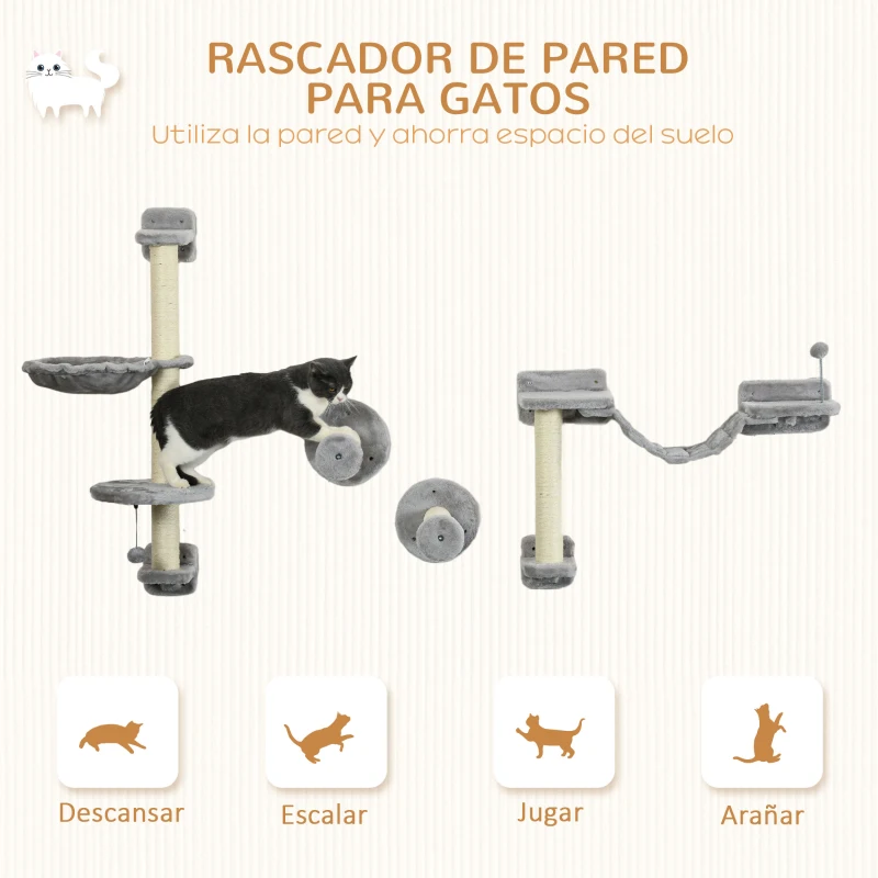Escalada Pared para Gatos con Hamaca – Set 4 Piezas - Imagen 4