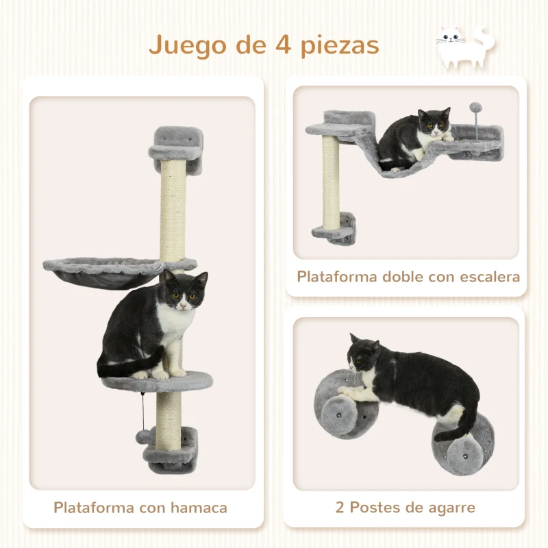 Escalada Pared para Gatos con Hamaca – Set 4 Piezas - Imagen 5