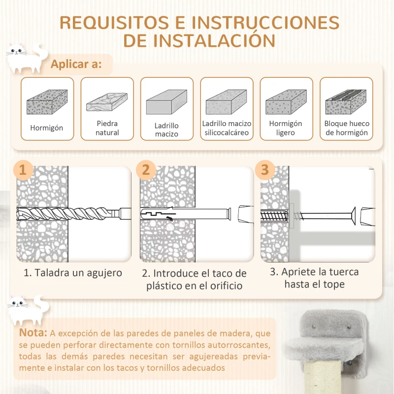 Escalada Pared para Gatos con Hamaca – Set 4 Piezas - Imagen 6