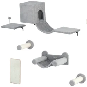 Escalada Pared para Gatos con Cueva, Rampa y Plataformas – Sistema Modular 6 Piezas