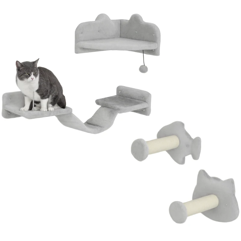 Juego de Pared para Gatos con Plataforma, Escalera y Rascador de Sisal - Imagen 10